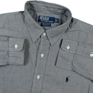 Polo Ralph Lauren Lowell Sport Shirt Men's L‎ Houndstooth Button Up Vtg
